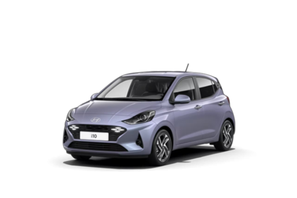 Zu sehen ist ein Hyundai i10 Select in Meta Blue mit 15-Zoll Leichtmetallfelgen.