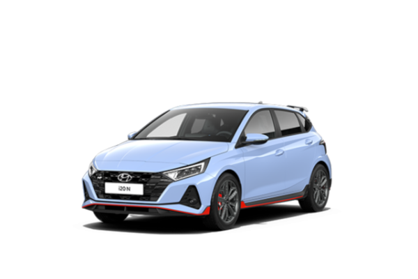 Zu sehen ist ein Hyundai i20N Performance in Performance Blue mit 18-Zoll Leichtmetallfelgen.